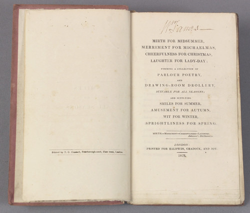 Rare parlour poetry - 1823,