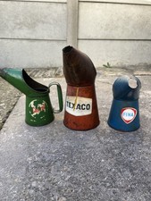 CASTROL,TEXACO,FINA OIL POURER JUG VINTAGE CAN GARAGE ADVERT QUART MEASURE TIN