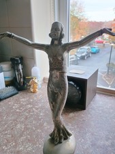 Art Deco Style Lady with Arms Out Very Heavy Heavy Cast Metal