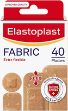 Elastoplast Fabric Flexible Plasters 40 Pack – Extra Flexible, Cranberry Colour