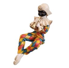 Vintage Vivian C Made in Italy Harlequin Doll Figure Decor Ornament Clown Art