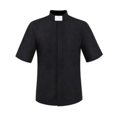 Women Black Clergy Shirt White