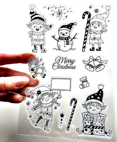 Clear stamps santa - clear, elves