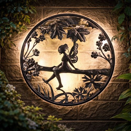 Solar backlit garden wall art - solar,