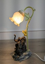 Vintage  CROSA 2000  Baby Elephant With Mum Table Lamp Working Home Decor