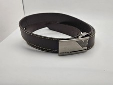 Giorgio Armani Belt Mens 40 Brown Leather Stitch Made In Italy