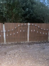 15ft wrought iron gates.Max height: 66inch ( to the security spike) , min: 40.5.