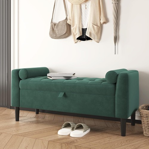 Velvet upholstered bench - velvet,