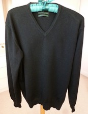 JASPER CONRAN Sz MED ITALIAN MERINO WOOL  BLACK V-NECK JUMPER LONG SLEEVES BNWOT