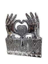 MUM Heart Hand Silver Crushed Diamond Crystal Ornament Home Decor Gift Bling 