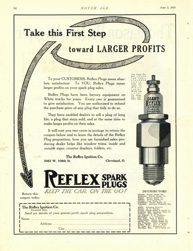 1921 reflex ignition ad - reflex, co.