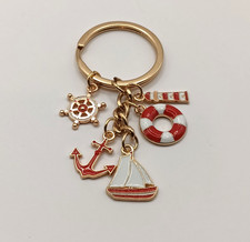 Gold tone Red nautical themed keychain