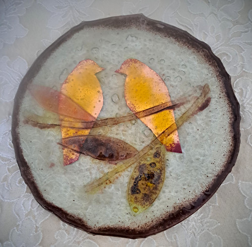 Vintage mcm fused art glass - mcm,