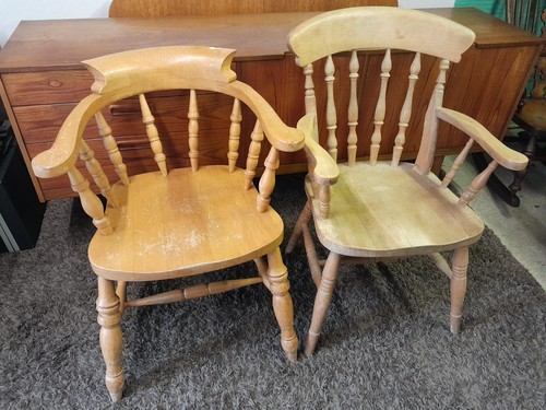 Beech carver armchairs - 2, x