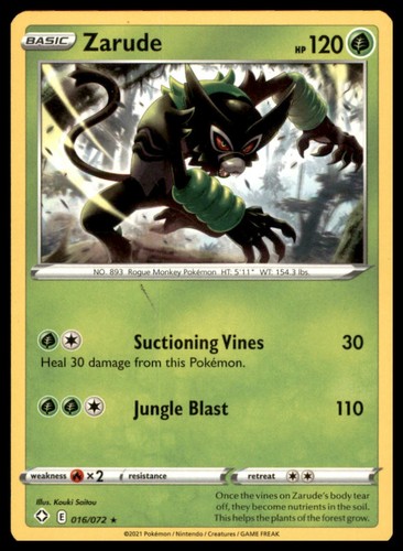 Zarude 016 072 rare shining - zarude, 016/072