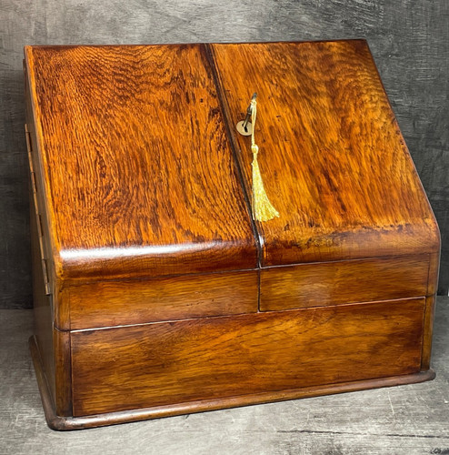 Antique oak stationery cabinet - oak,