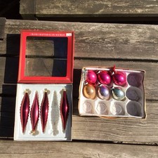 Vintage Retro Colourful Distressed Worn Glass Decorative Christmas Tree Baubles