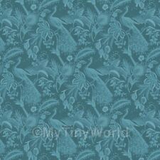 Pack of 5 Dolls House Miniature Peacock On Teal Wallpaper