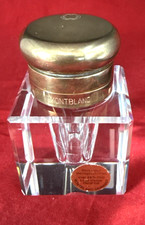 Montblanc Inkwell Hand-Cut Lead Crystal and Brass Lid Germany