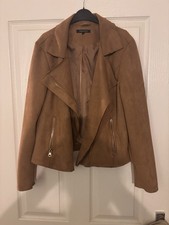 Ladies Biker Camel Suede
