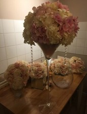 Flowers & Martini vase FOR HIRE silk flowers. Wedding, event, birthday party