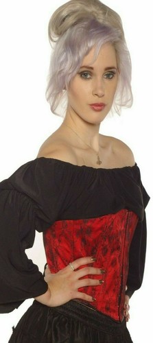 Corset red basque under bust - under,