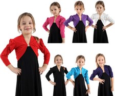 GIRLS RUCHED SLEEVE BOLERO SHRUG CARDIGAN