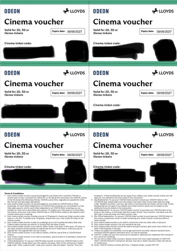 Odeon cinema voucher tickets - voucher,