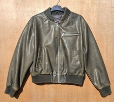 Size S faded look dark brown faux leather bomber jacket GREAT CONDITION