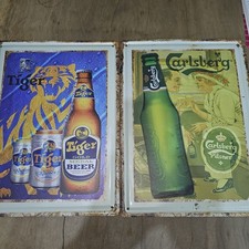 2 Metal Beer Signs Tiger &