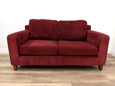 SOFA 2 Seater Wine Red Corduroy Soft Fabric Removable Cushions Wooden Legs