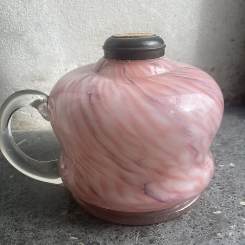Antique pink marbled glass oil - antique,