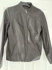 Size 14 Brown Leather Zip Front Jacket