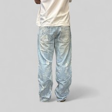 Vintage Y2K Cipo & Baxx all over print hip hop denim jeans light blue W38 x L34