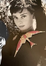 Vintage Unsigned PIERRE BEX Art Deco Brooch Stylised Bird Swallow #3300#-B1_875