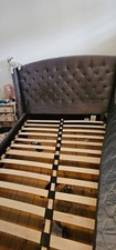 King Size Bed grey velvet 