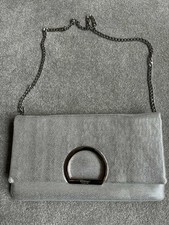 Vintage Dune Sparkly Grey Silver Shoulder or Clutch Bag with Silver Tone Chain