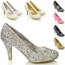 Womens Bridal Wedding Mid Heel