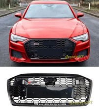 Grille For Audi A6 C8 Sline S6 2019-2022 Grill Front Hood RS6 Style Mesh w/Badge