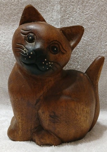 Vintage hand carved - carved, cat