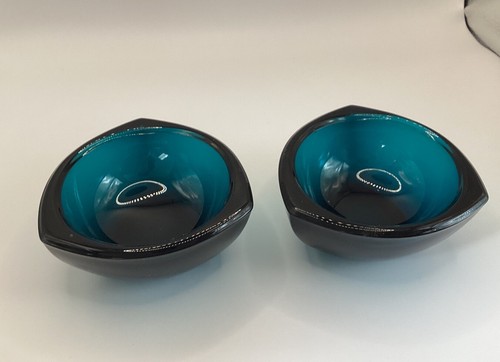 Pair turquoise glass - pair, of
