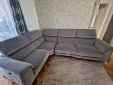 DFS - TAHITI Velvet silver RHF 3 Seater Sofa Power 2 Seat 2 Piece Corner - R2800