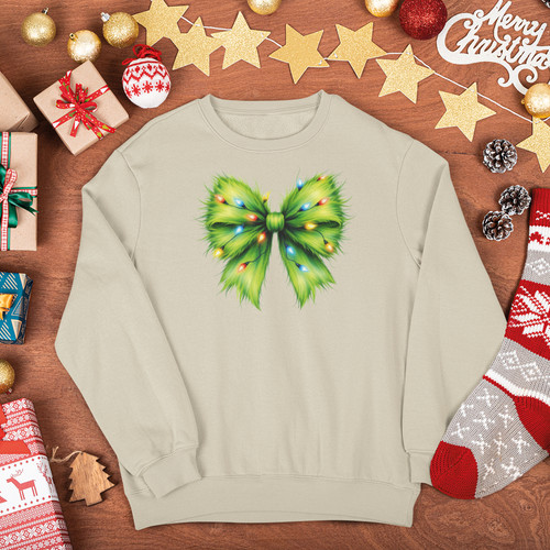 Green bow with christmas - with,
