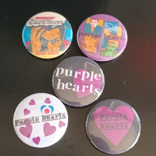 Purple hearts button badges - purple,