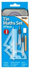Geometry Set 9 Piece Tin Maths Set Mathematical Instrument Drawing School office
