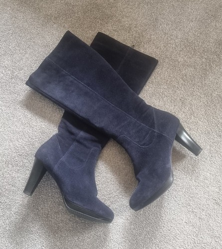 Womens suede knee length navy - knee,