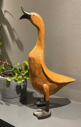 Carved wooden duck decorative - carved,