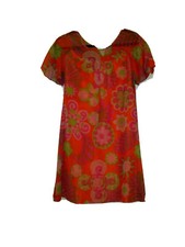 Vintage Dress Simon Massey Janice WainWright S/S Pink/Orange Floral 1960/1970-S?