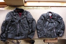 Pair of seriously heavy duty classic leather bike jackets