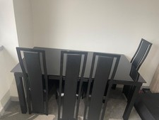 Harveys Noir Black Glass Extending dining table chairs 6